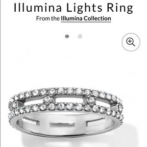 BRIGHTON size 10 Rhinestone Silver Dual Band “H” Illumina J62811 classic $70NEW